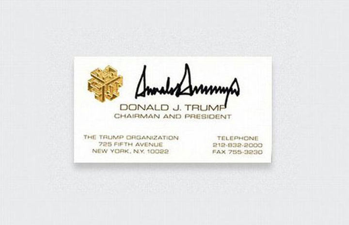 Donald Trump vizitinė kortelė